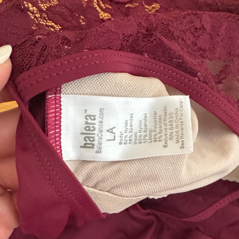 Balera Elegant Burgundy Lace Leotard - Picture 5 of 6